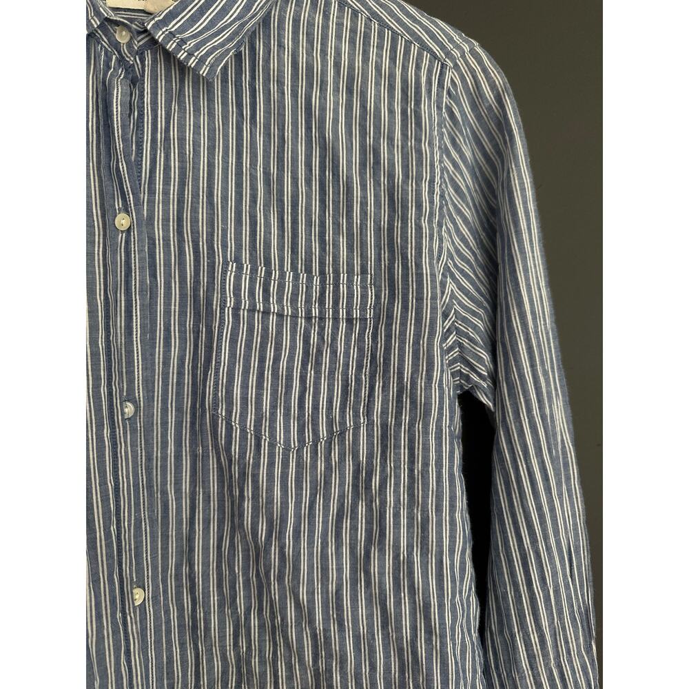 Nili Lotan NL Blue and White Pinstripe Pocket Buttoned Shirt Blouse Size Small - Picture 4 of 7